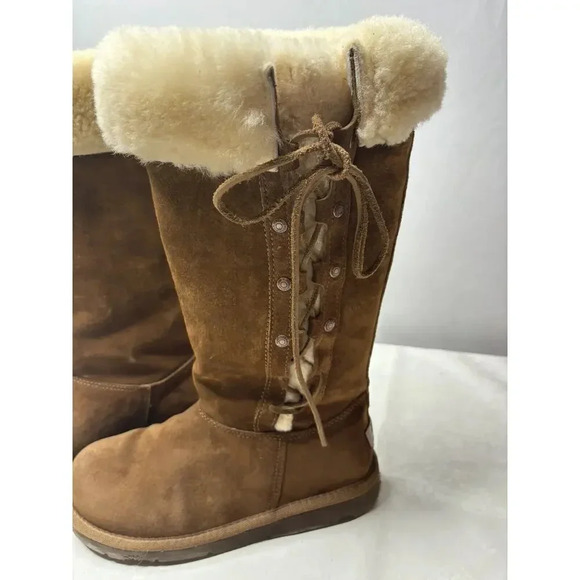 Ugg Upside Tall 5163 Brown Suede Lace Up Women's Size 6 Winter Snow Boots - Picture 4 of 12
